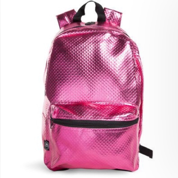 pink metallic backpack